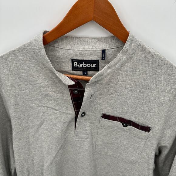BARBOUR Men's Grey Henley Long Sleeve Shirt // S - Picture 2 of 6